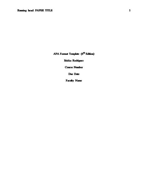 Apa research paper title page template