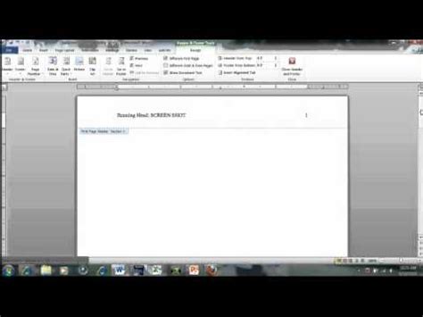 APA Style 6 Header in MS Word 2010   YouTube