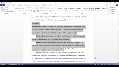 APA template in Microsoft Word 2016