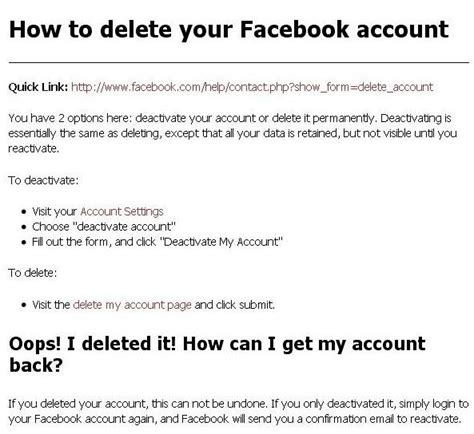 Aprendan a borrar permanentemente sus cuentas de Facebook ...