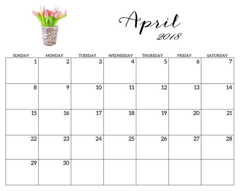 April 2018 Calendar Printable with Holidays: Excel/PDF ...