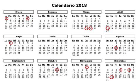 Aprobado el calendario laboral para el año 2018