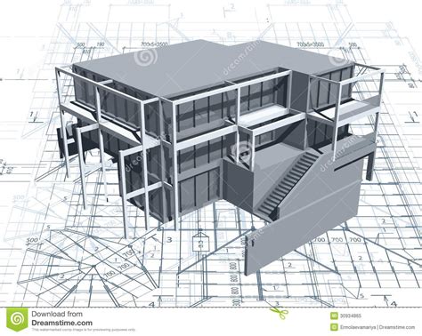 Architecture Model House With Blueprint. Vector Royalty ...