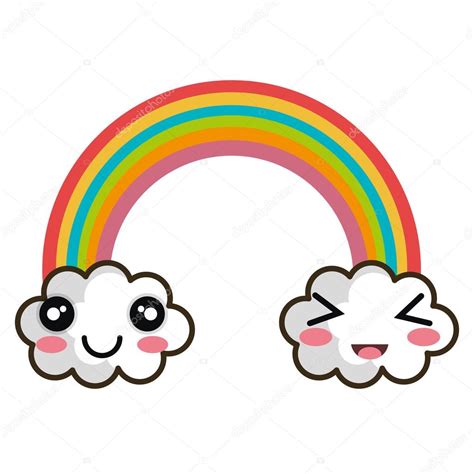 arco iris de dibujo animado de kawaii — Vector de stock ...