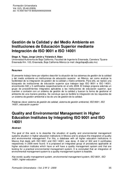 Articulo cientifico sobre ISO 14001