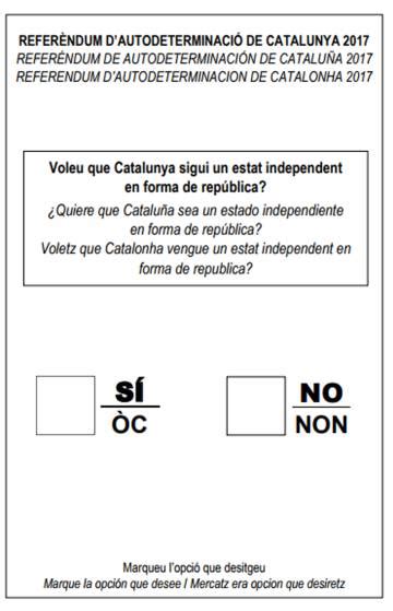 Así es la papeleta que la Generalitat propone para el ...