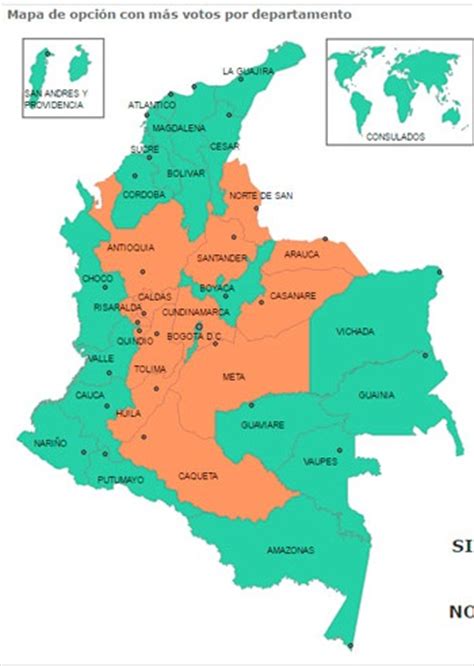 Así votó Colombia, mapa de la votación por departamentos