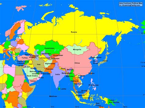 Asia: Asian Continent Political Map   A Learning Family