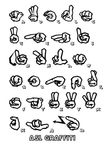 ASL Graffiti Alphabet Set coloring page | Free Printable ...