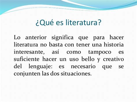 Aspectos generales de la literatura.