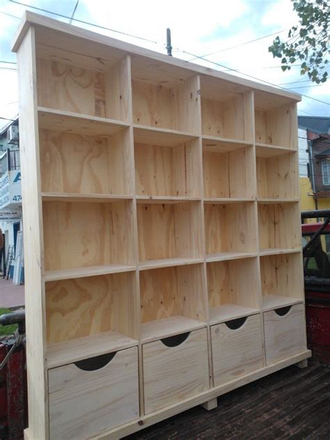 Astilla Muebles: Biblioteca De Pino Con Cajones   $ 1.650 ...