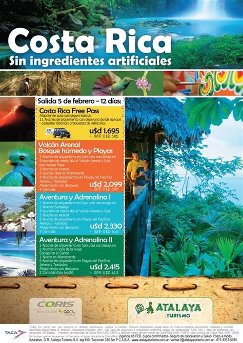 Atalaya Turismo Costa Rica sin ingredientes artificiales ...
