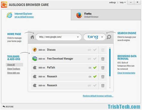 Auslogics Browser Care : Manage Browser Extensions, Home ...
