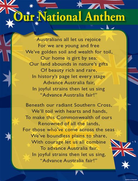 Australian National Anthem Educational Chart | Charts ...