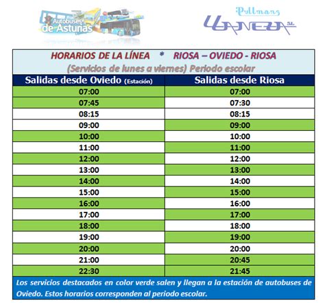 Autobuses de Asturias: Horarios y servicios de la línea ...