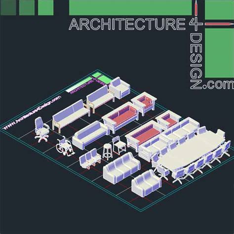 Autocad 3D furniture models  DWG file  | Architecture for ...