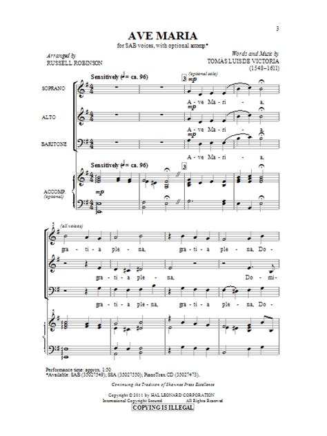 Ave Maria  arr. Russell Robinson  Choral SAB sheet music ...