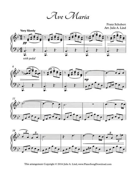Ave Maria by Schubert, piano solo with free sheet music ...
