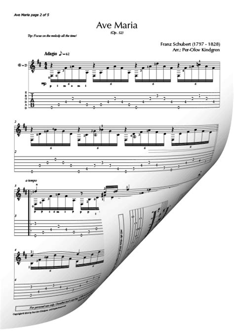 Ave Maria  F. Schubert   sheet music + Tab  – PER OLOV ...