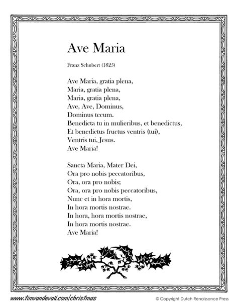 Ave Maria Lyrics Printable | Christmas Lyrics