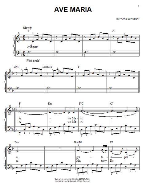 Ave Maria partition par Franz Schubert  Piano Facile – 56541