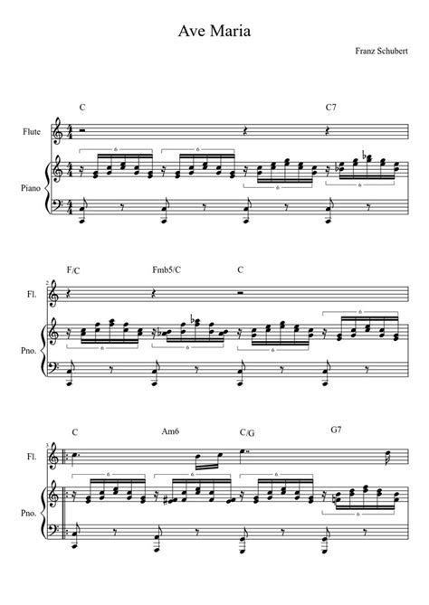 Ave Maria Schubert Piano Voice in C with Chords | Music ...