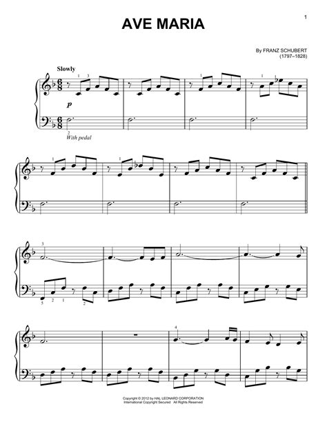 Ave Maria sheet music by Franz Schubert  Easy Piano – 157687