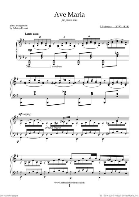 Ave Maria sheet music for piano solo by Schubert | Film ...