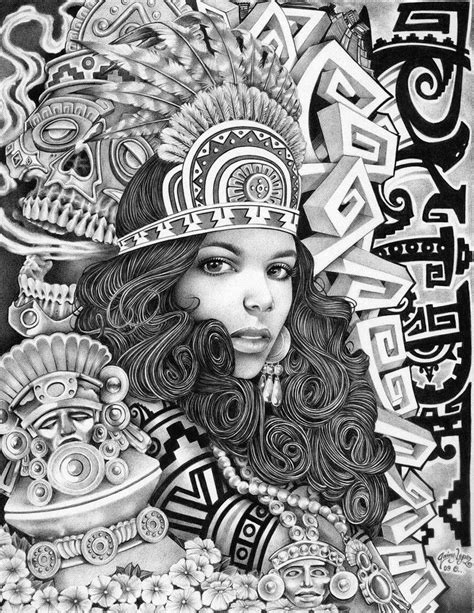 Aztec Girl by Mouse Lopez Lowbrow Artwork Canvas Art Print ...