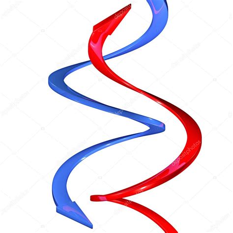 Azul rojo y flechas curvas espiral 3d — Foto stock ...