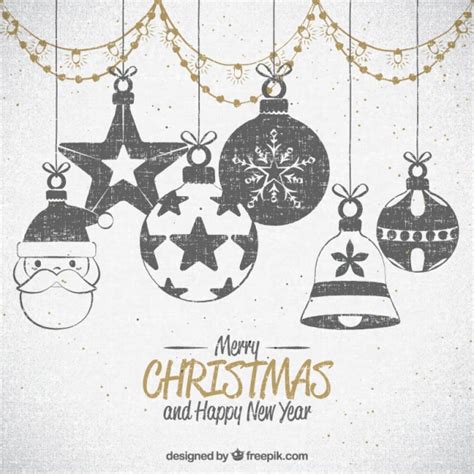Background of drawings of christmas ornaments Vector ...