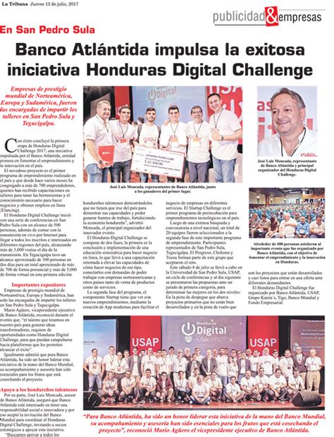Banco Atlántida impulsa la exitosa iniciativa Honduras ...