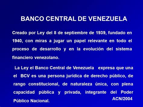 BANCO CENTRAL DE VENEZUELA   ppt descargar