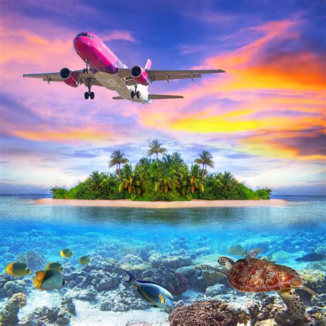 BANCO DE IMÁGENES: Avión volando sobre islas del mar con ...