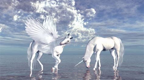 BANCO DE IMÁGENES: Unicornio y Pegaso a orillas del mar ...
