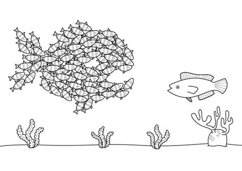 Banco de peces: dibujo para colorear e imprimir