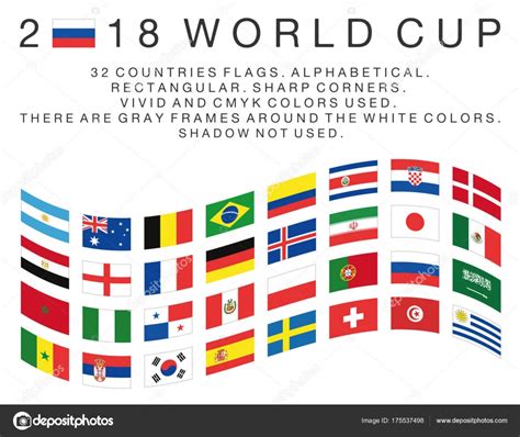 Bandeiras rectangulares de 2018 Copa do mundo de países ...