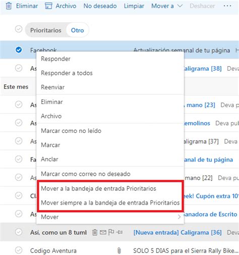 Bandeja de correos prioritarios en Outlook.com   iniciar ...