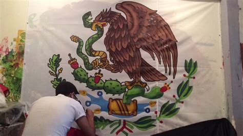 Bandera de México escudo pintado a mano   YouTube