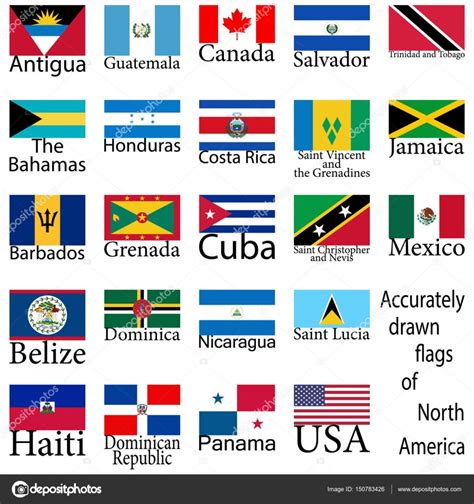 Banderas de los países de América del norte. Alto nivel de ...