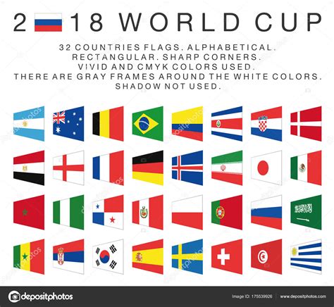 Banderas rectangulares de 2018 mundial países — Vector de ...