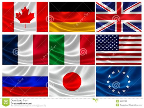 Bandiere Dei Paesi Industrializzati Di G8 E Dell UE ...