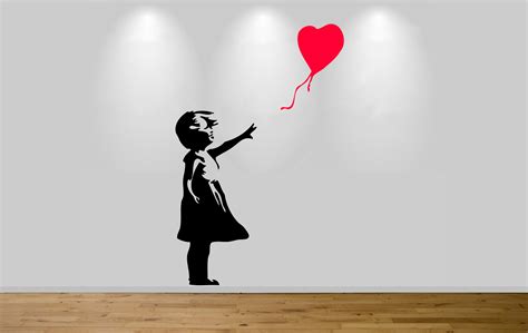 Banksy girl with balloon sticker art banksy graffiti wall ...