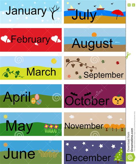 Banner For Months Of The Year Cartoon Vector ...