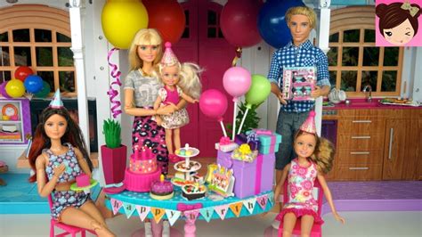 Barbie Chelsea Birthday Party Routine in Hello Dream House ...