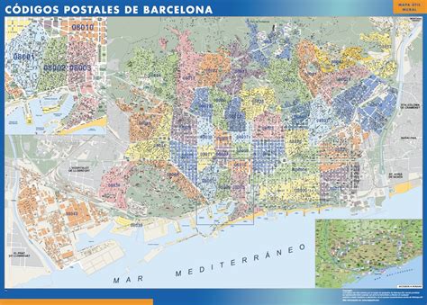 Barcelona Codigos Postales | Tienda Mapas Posters Pared