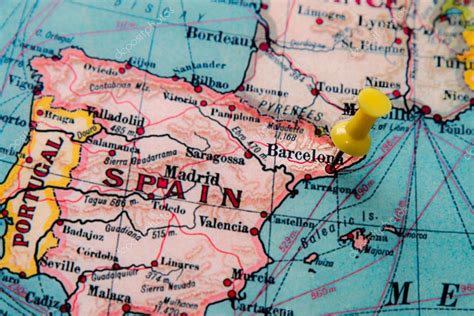 Barcelona, España en vintage mapa de Europa — Foto de ...