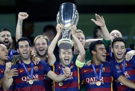Barcelona & Lionel Messi lift UEFA Super Cup | Movie TV ...