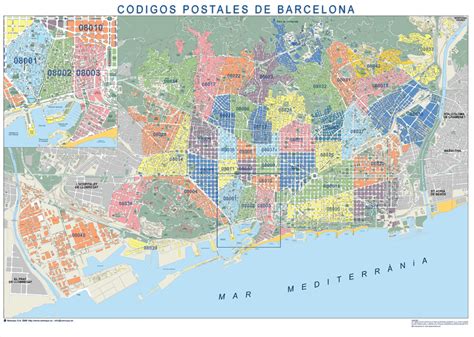 Barcelona Mapa Codigos Postales | Mapa de pared tamaño ...