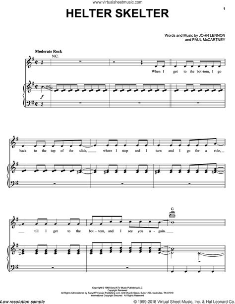 Beatles   Helter Skelter sheet music for voice, piano or ...